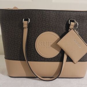 GUESS Black and Tan Women's Tote Bag